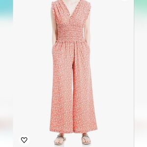 MAX studio floral V neck smocked waist jumper M